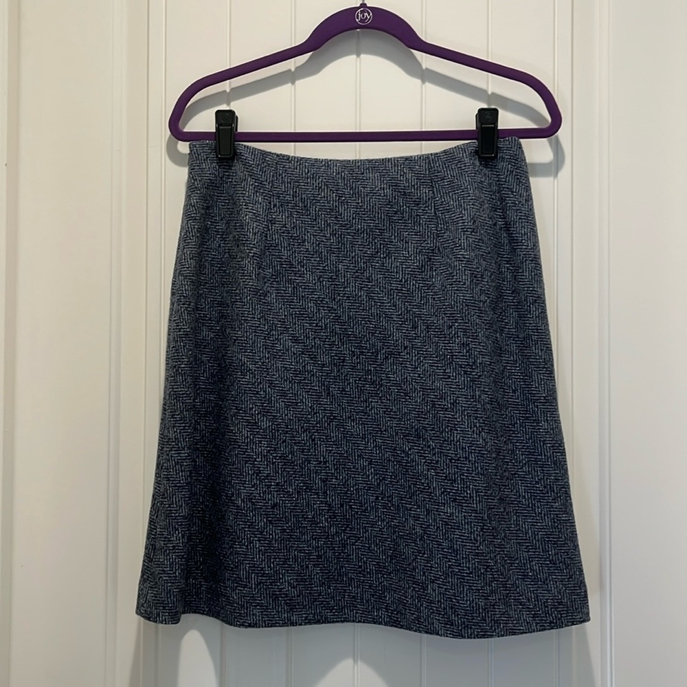 Brooks Brothers Sz 8P NWT tweed striped pencil skirt Blue Grey White wool